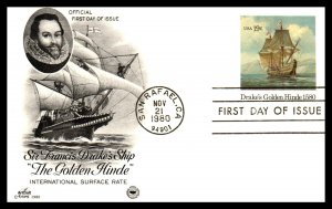 US UX86 Golden Hinde PCS Artcraft Variety U/A FDC Postal Card