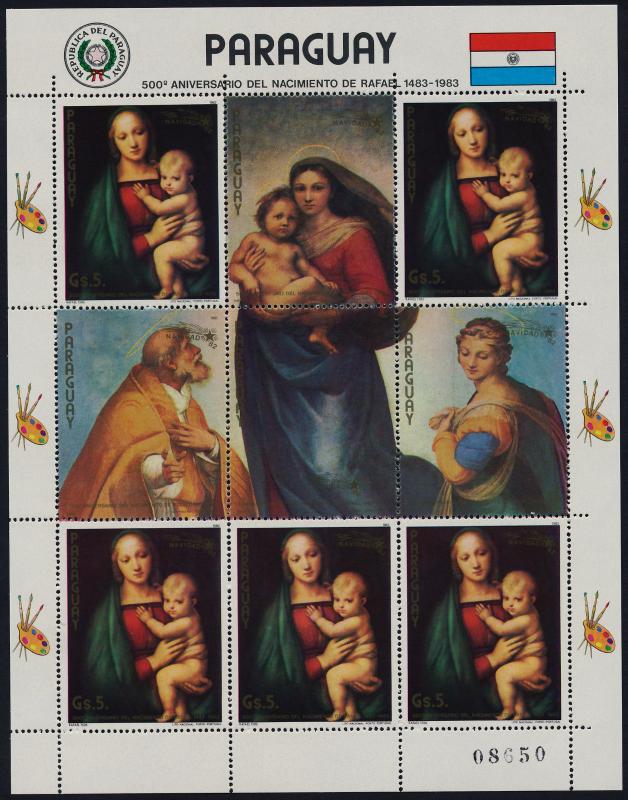 Paraguay 2059 sheet MNH Art, Madonna of the Grand Duke, Christmas