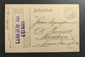 1916 WWI Germany Feldpost Postcard Cover to Munich