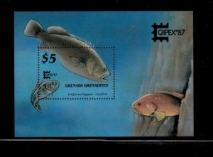 Grenadines 1989 - Fish - Souvenir Stamp Sheet - Scott #895 -MNH