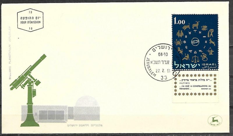 Israel 1961 Signs Of The Zodiac FDC Astrology