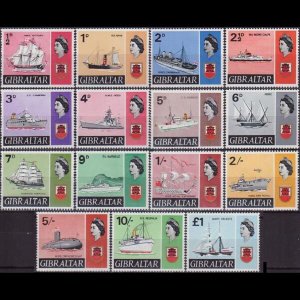 GIBRALTAR 1967 - Scott# 186-99 Local Ship Set of 15 NH