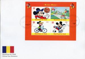 Disney Stamps Chad 2018 FDC Mickey Mouse Football Cartoons 4v M/S