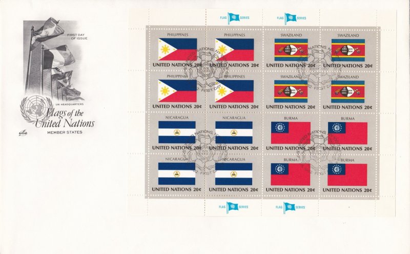 United Nations - New York # 374-385, Flag Sheets on Large First Day Covers