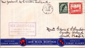 New Zealand 1940 FFC - Airmail - Auckland CI To Canton Island - F72076