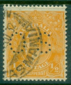 Australia KGV Head ½d Orange Small Multi Wmk Perf 13-5x12-5 Perf OS FU