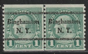 Precancel - Binghamton, NY - PSS 597-44 Coil Line Pair - No Gum