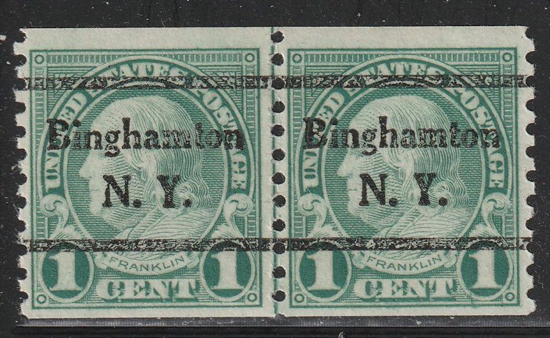 Precancel - Binghamton, NY - PSS 597-44 Coil Line Pair - No Gum