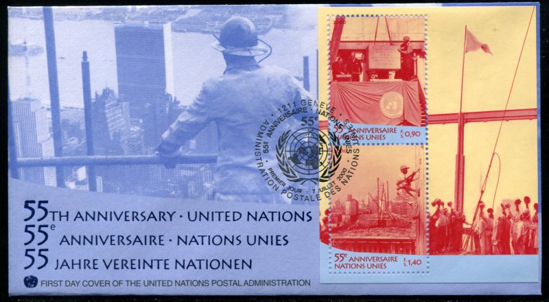 358-360 UN - Geneva 55th Anniversary FDC