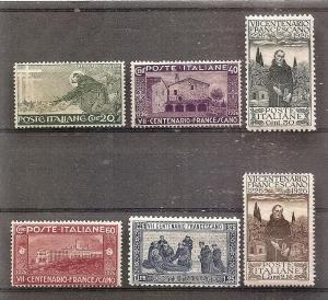 ITALY  178-83 MNH 1926 St. Francis of Assisi CV $45.00