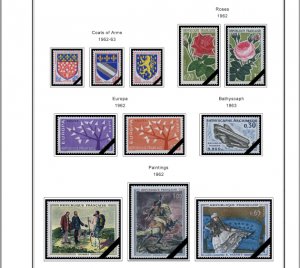 COLOR PRINTED FRANCE 1941-1965 STAMP ALBUM PAGES (55 illustrated pages)