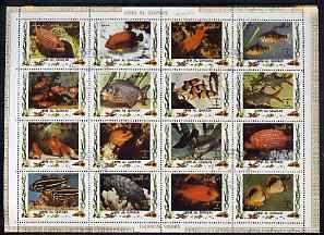 Umm Al Qiwain 1972 Fish #2 sheetlet containing 16 values ...