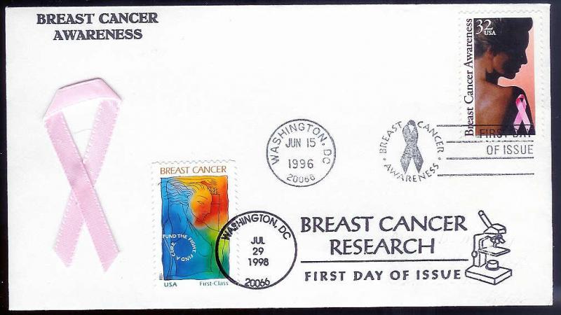 UNITED STATES FDC 32¢ Breast Cancer DUAL 1998 cacheted