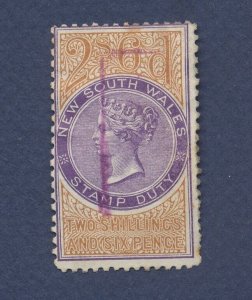 NEW SOUTH WALES -  used - 2 Sh 6d - STAMP DUTY - Queen Victoria