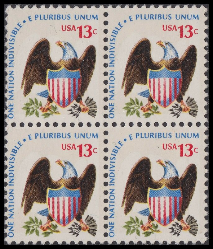 US 1596 Eagle & Shield 13c block (4 stamps) MNH 1975
