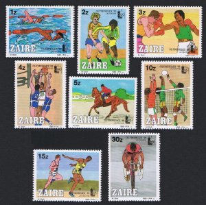 Zaire Football Swimming Boxing Basketball Vollyball 8v 1985 MNH