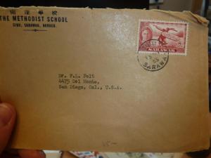 Sarawak 1955 Cover KGVI 8c Sibu to USA (41beh) 