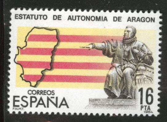 SPAIN Scott 2366 Aragon Flag Map stamp 1984