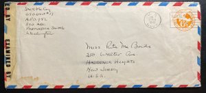 1943 US Navy Post Office 942 Alaska Censored Airmail Cover to NJ USA