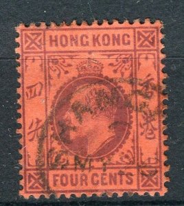 HONG KONG; 1903 early Ed VII issue fine used Shade of 4c. value, Shanghai