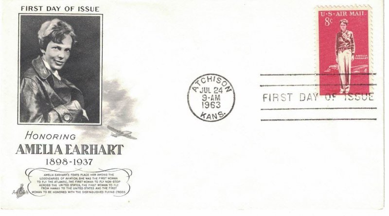 #C68, 8c Amelia Earhart, 2 diff. cachets