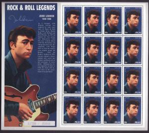 Palau-Scott#384-unused NH sheet-The Beatles-John Lennon-Rock & Roll-1995-