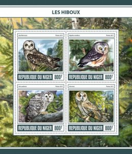 NIGER - 2017 - Owls - Perf 4v Sheet - Mint Never Hinged