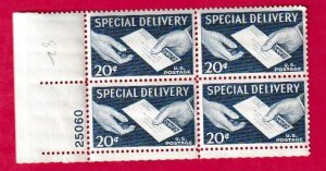 US SCOTT#E20 1954 20c SPECIAL DELIVERY PLATE BLOCK LL#25060 - MNH