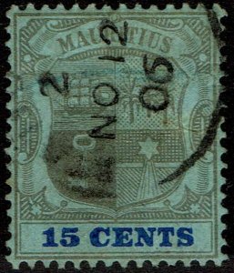 Mauritius #108  Used - 15c Coat of Arms (1895)