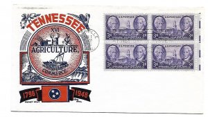 US 941 (Me-16) 3c Tennessee blk 4 on FDC Cachet Craft Boll Cachet ECV $12.50