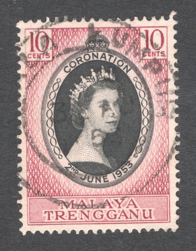 Malaya - Trengganu, Scott #74   VF, Used, Coronation, SON cancel  .... 6470050