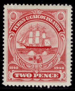 TURKS & CAICOS ISLANDS GVI SG211, 2d carmine, M MINT.