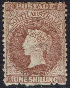 SOUTH AUSTRALIA 1876 QV 1/- RED BROWN WMK BROAD STAR PERF 11½ - 12½