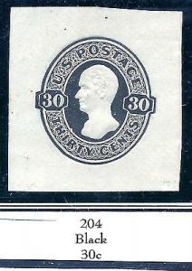 Quality US #U204 ~ 1800s Plimpton 30c PSE Cut Square...EA...