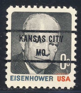 Kansas City MO, 1394-85 Bureau Precancel, 8¢ Eisenhower