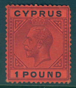 British Colonies - CYPRUS 1921 K.George V £1 violet & black  Scott # 88  mint MH