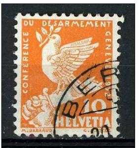 Switzerland  1932- Scott 211 used - 10c,  Dove on Sword 