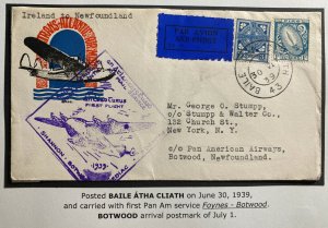 1939 Dublin Ireland First Flight Airmail Cover To New York NY USA Via Newfoundla