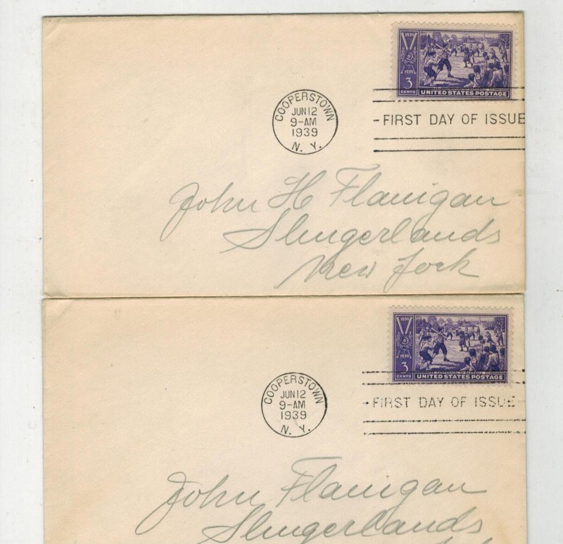 1939 BASEBALL CENTENNIAL 855 COOPERSTOWN NY SET OF 2 UNCACHET