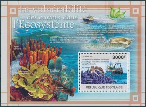 Togo 2011 MNH Environment Stamps Corals in Ecosystem Marine Animals 1v S/S