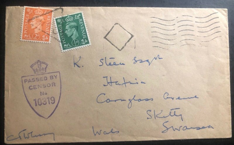 1944 England Pre D Day Security Postmark Censored Cover To Swansea