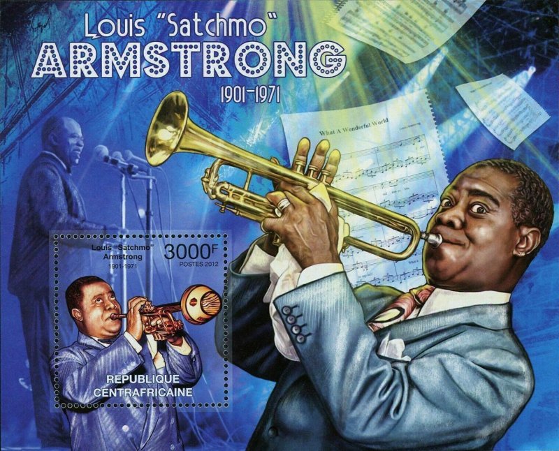 Louis Armstrong Stamp Satchmo Satch American Trumpeter S/S MNH #3726 / Bl.961