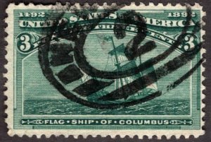 1893, US 3c, Santa Maria, Used, Sc 232