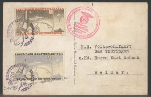 Germany 1934 Zucker Rocket Mail Cover Hexentanzplatz Thale Harz 103412