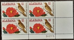 US Scott # 1375; 6c  Alabamal  from  1969; MNH, og; plate block of 4