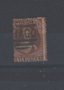 Nouvelle-Zélande 1862 6d Marron Sg 76 Fu