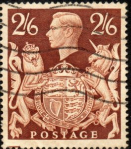 1939 Sg 476 2s6d brown with Bottom Guide Line in Margin Fine Used