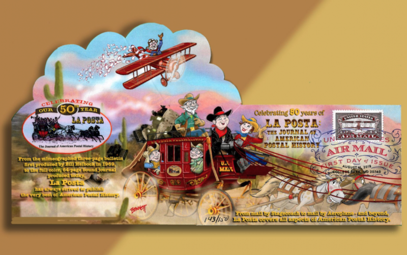 La Posta Celebrates 50 Years of Publication with Stagecoach/Plane Fold-out FDC