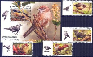 Angola 2018 Birds Warblers Set of 4 + S/S MNH