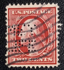 US #375 Used Perfin VF Nice Lake Shade 1910